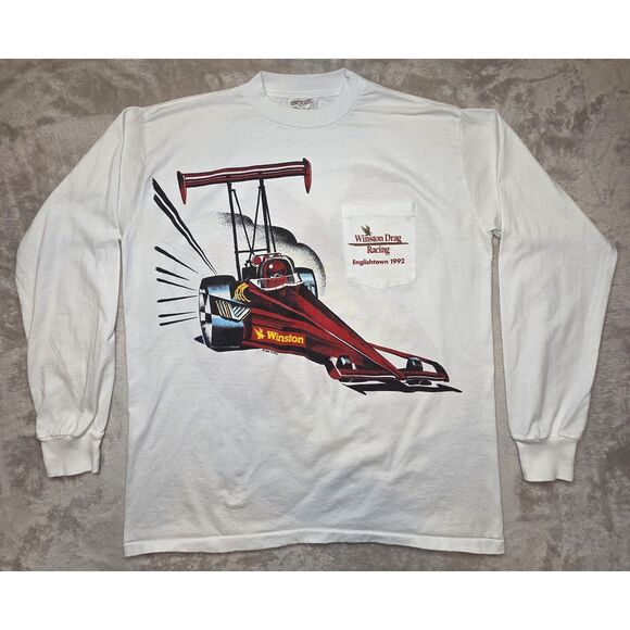 Vintage 1992 Winston Drag Racing Long Sleeve T-Shirt Men's XL Made In USA NHRA - Picture 1 of 10